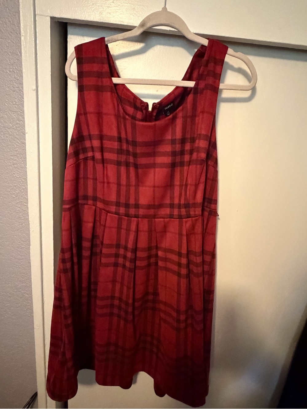torrid Red Plaid Sleeveless Fit-and-Flare Dress